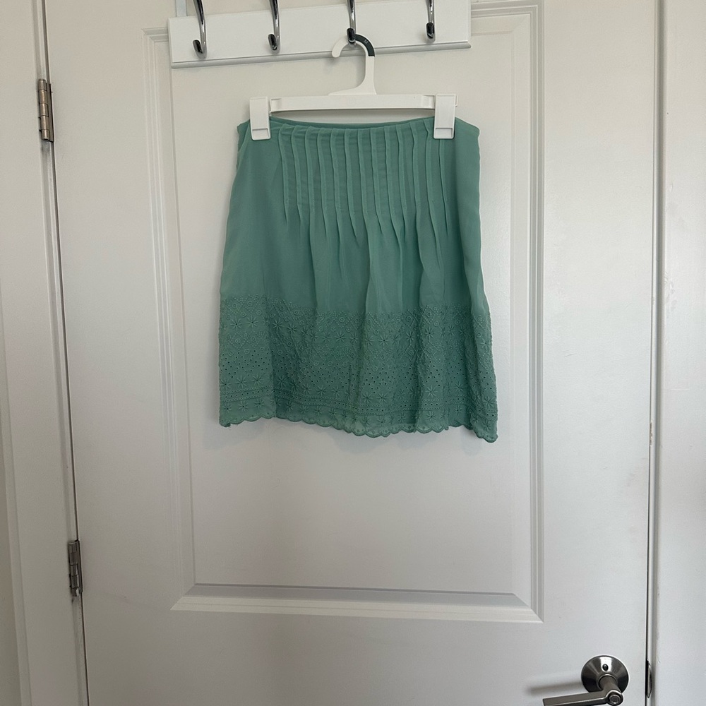 LOFT Mint Green Mini Skirt with Lace Detail